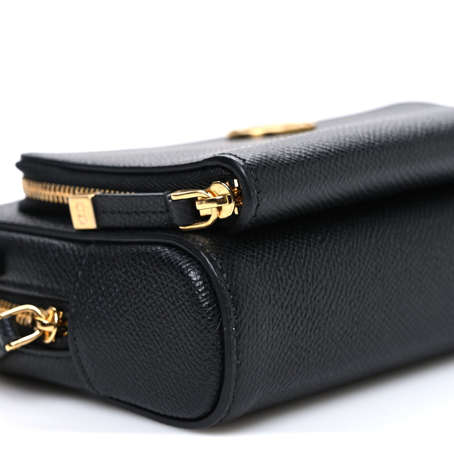 Christian Dior Grained Calfskin Caro Double Pouch Black