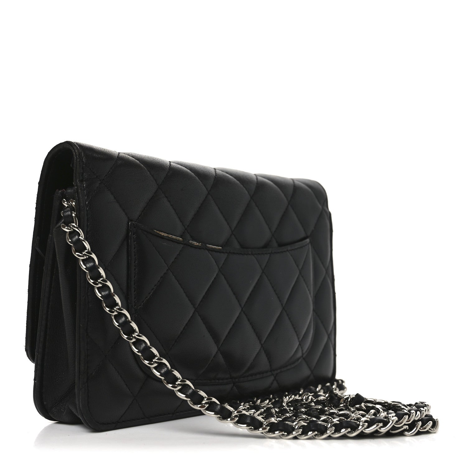 Chanel Lambskin Quilted Wallet On Chain WOC Black