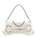 Gucci Nappa Vertical Matelasse Medium Maxi Horsebit Chain Shoulder Bag Mystic White