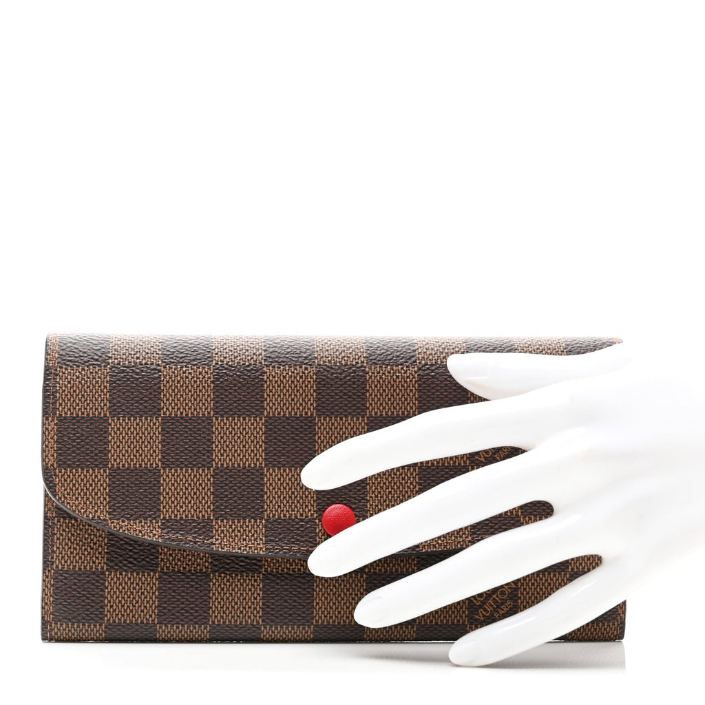 Louis Vuitton Damier Ebene Emilie Wallet Red