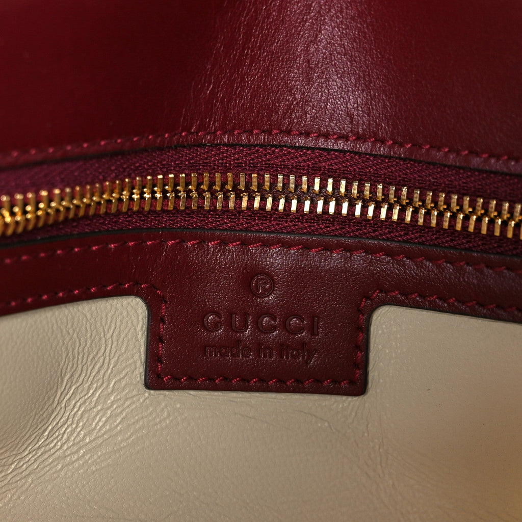Gucci Calfskin Matelasse Small GG Marmont Shoulder Bag Rosso Ancora Red