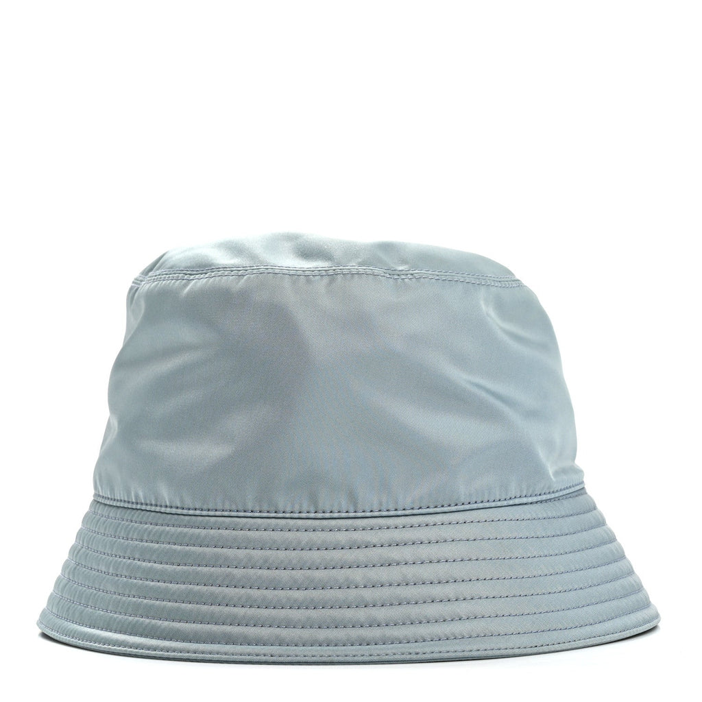 Prada Re-Nylon Metal Triangle Logo Womens Bucket Hat M Celeste