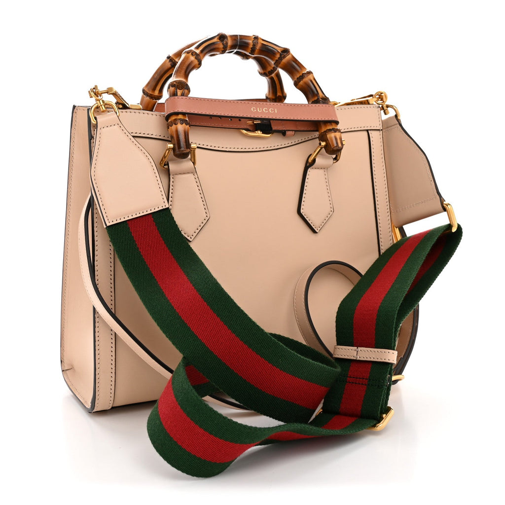 Gucci Calfskin Gucci Embossed Small Diana Tote Bag Pink