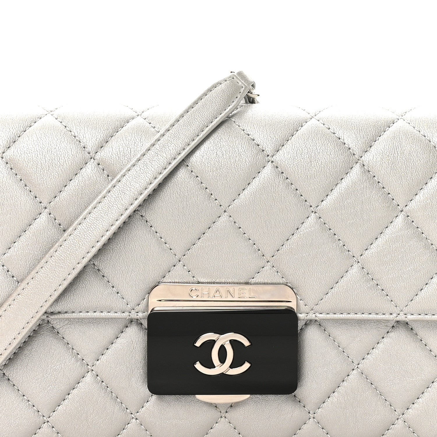 Chanel Metallic Sheepskin Quilted Small Beauty Lock Flap Silver