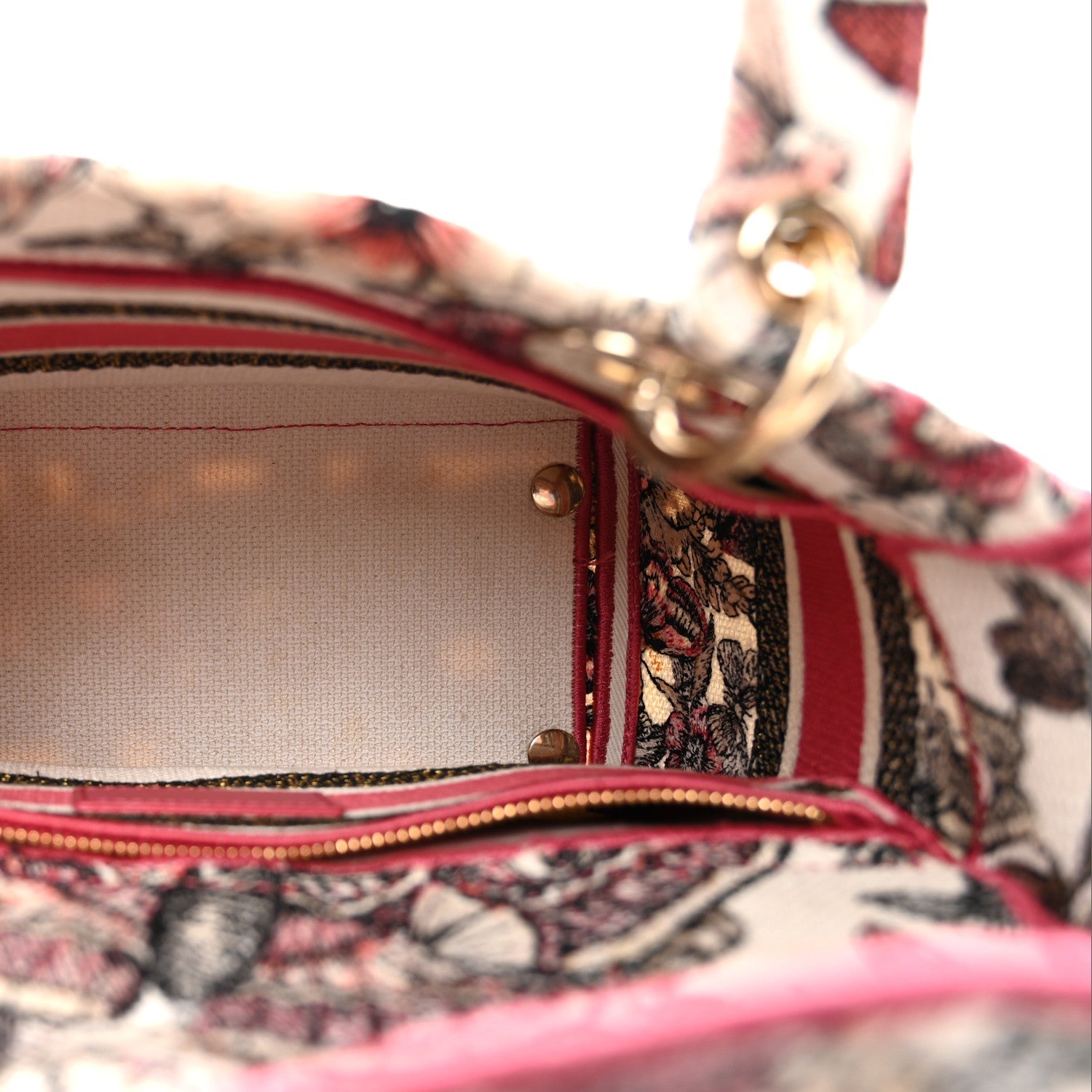 Christian Dior Canvas Embroidered Butterfly Print Medium Lady D-Lite  Multicolor