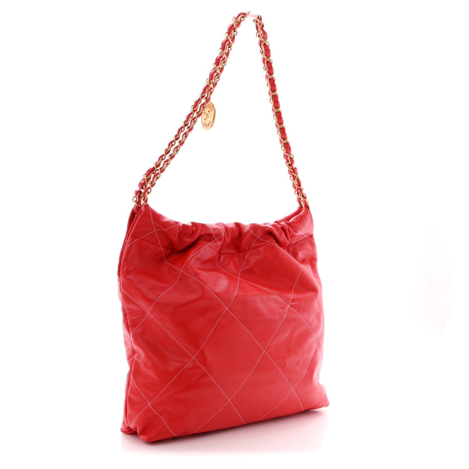 Chanel Shiny Calfskin Stitched Quilted Small Chanel 22 Red