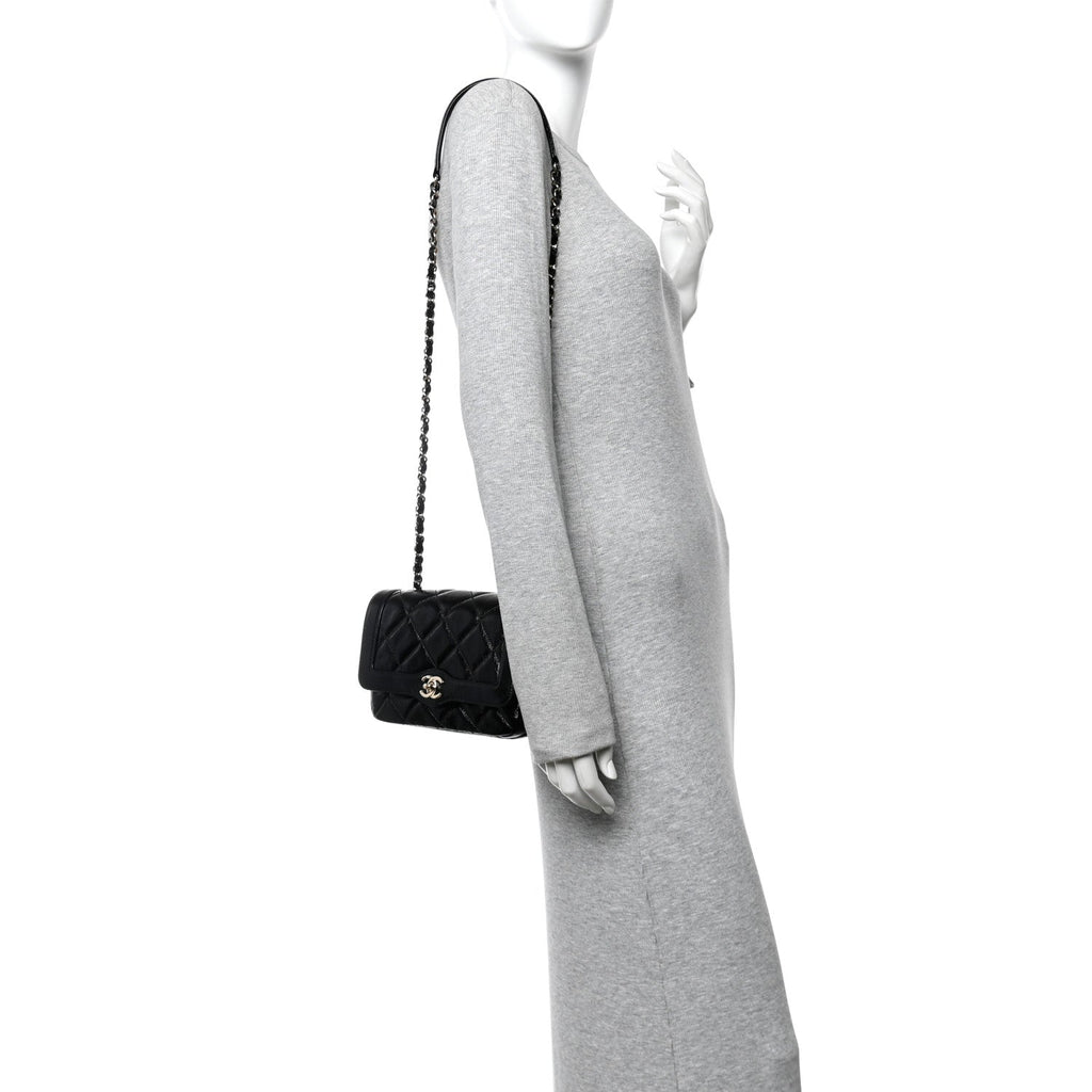 Chanel Crumpled Glazed Lambskin Quilted Mini Flap Black