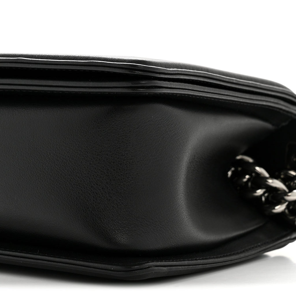 Chanel Lambskin Chevron Quilted Medium Boy Flap Black