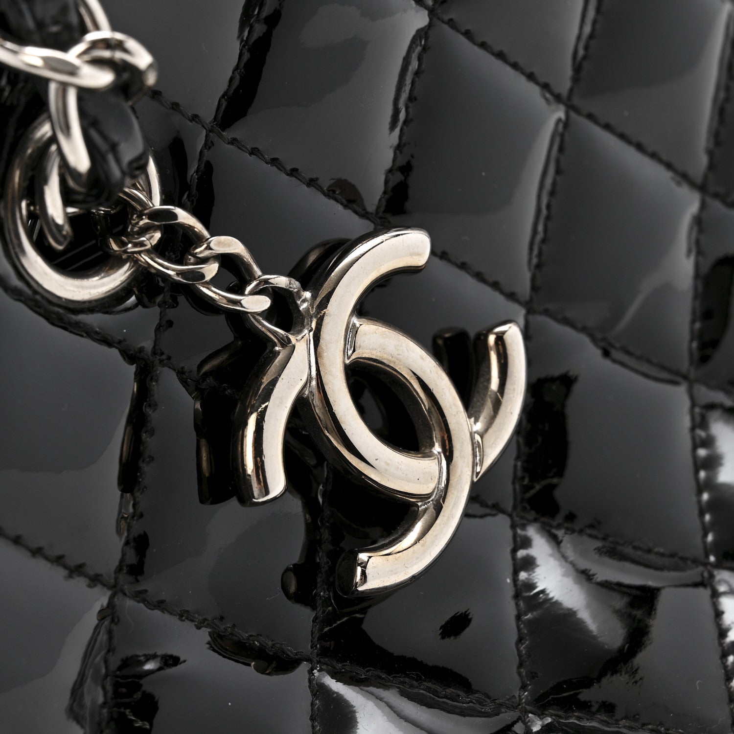 Chanel Patent Quilted Medium Just Mademoiselle Black