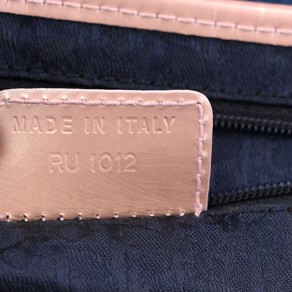 Christian Dior Patent Denim Jeans Saddle Bag Blue Pink
