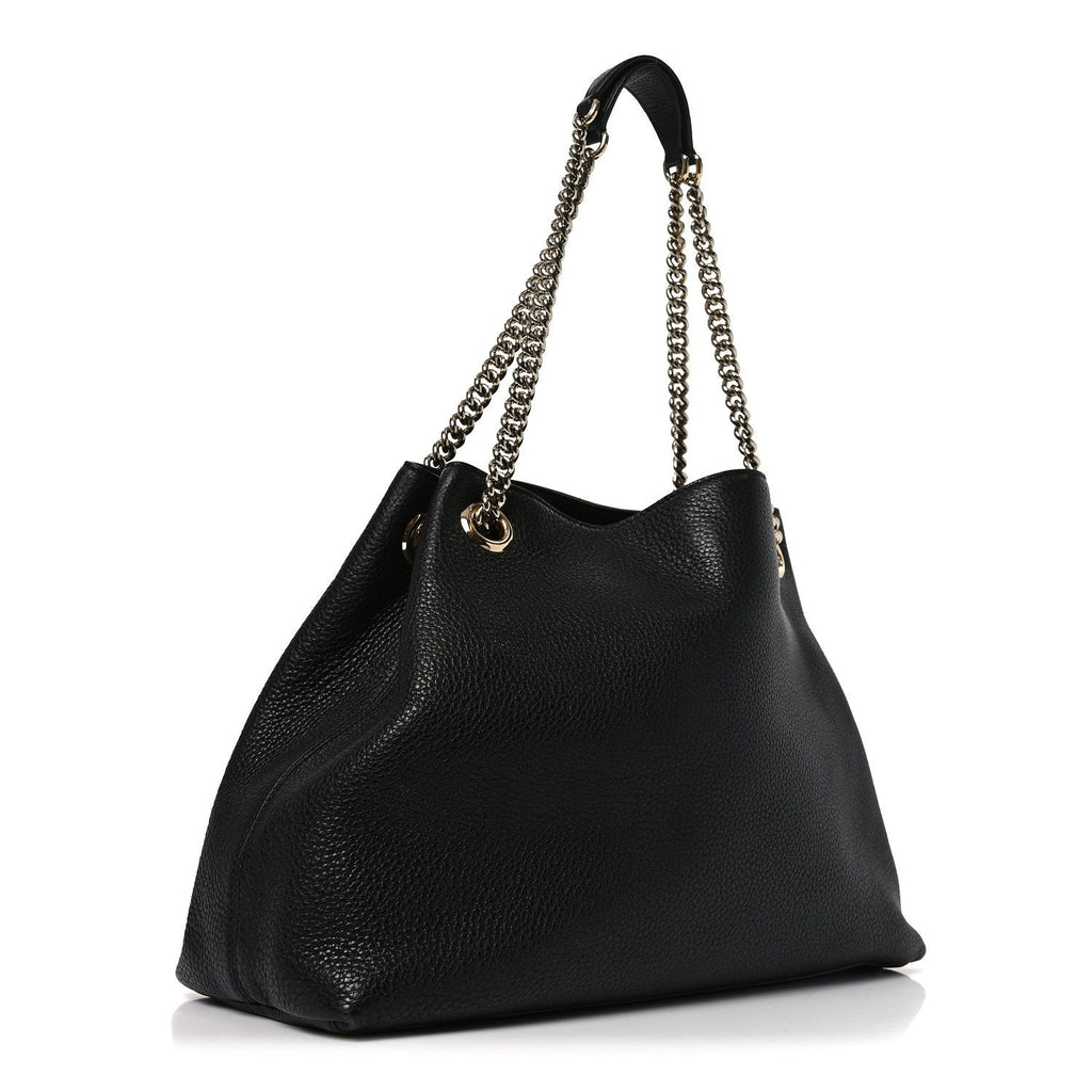 Gucci Pebbled Calfskin Medium Soho Chain Shoulder Bag Black