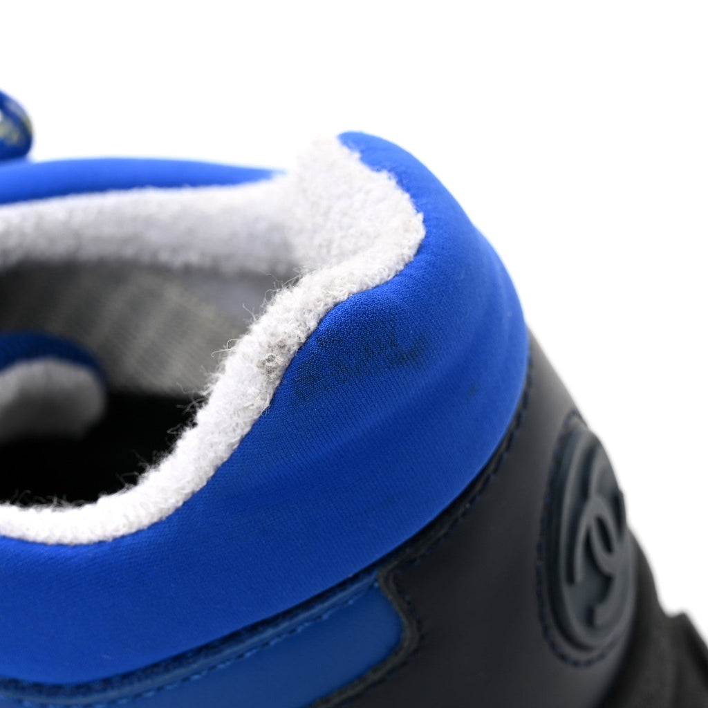 Calfskin Mesh Lycra Womens Logo Sneakers 38.5 Royal Blue