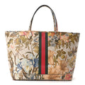 Gucci GG Supreme Monogram Water Flora Web Large Ophidia Tote Beige White Multicolor