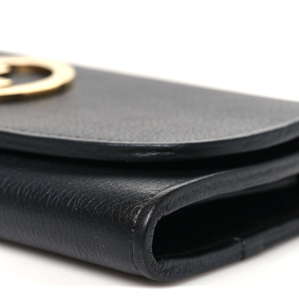 Gucci Roxy Calfskin Blondie Continental Chain Wallet Black
