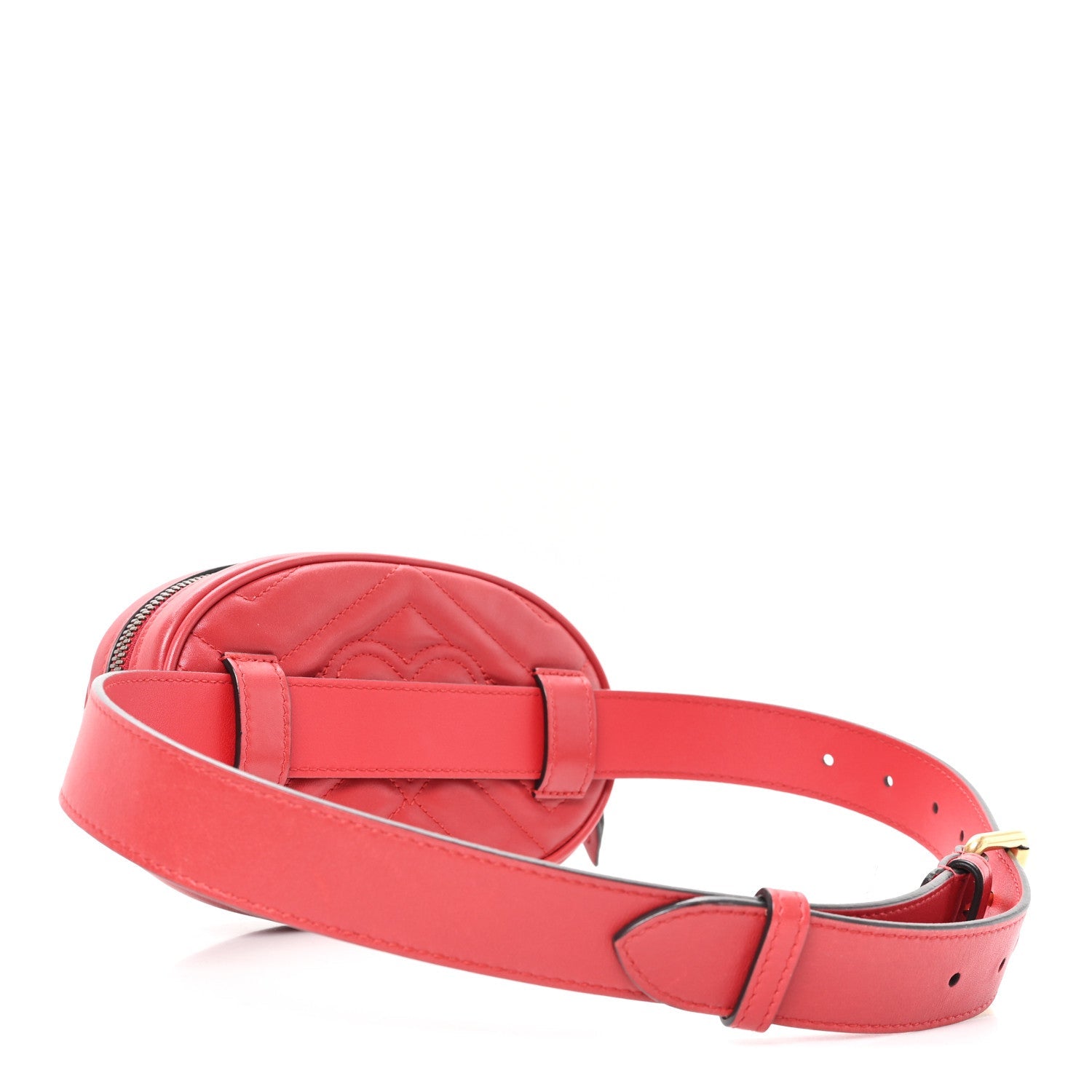 Gucci Calfskin Matelasse GG Marmont Belt Bag 75 30 Hibiscus Red