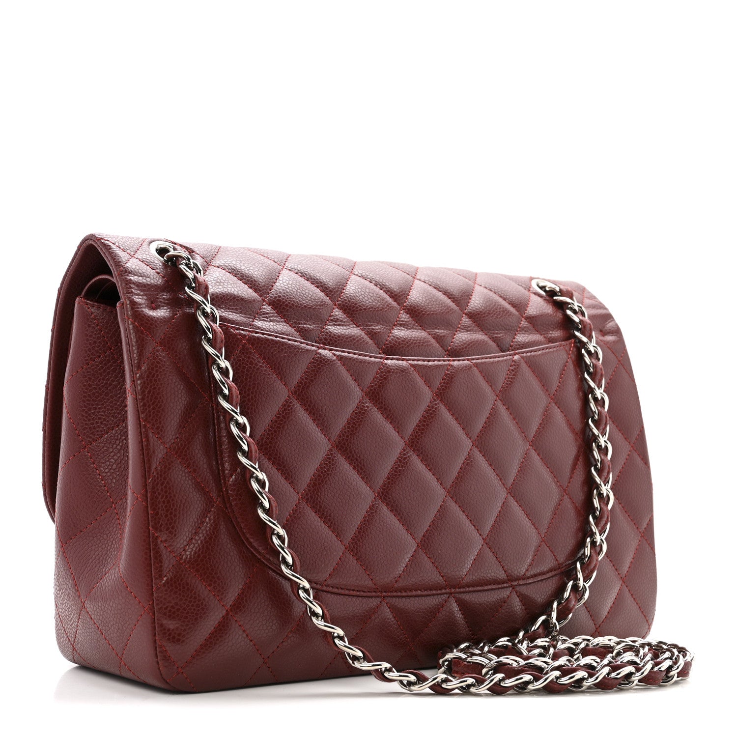 Chanel Caviar Quilted Jumbo Double Flap Dark Red