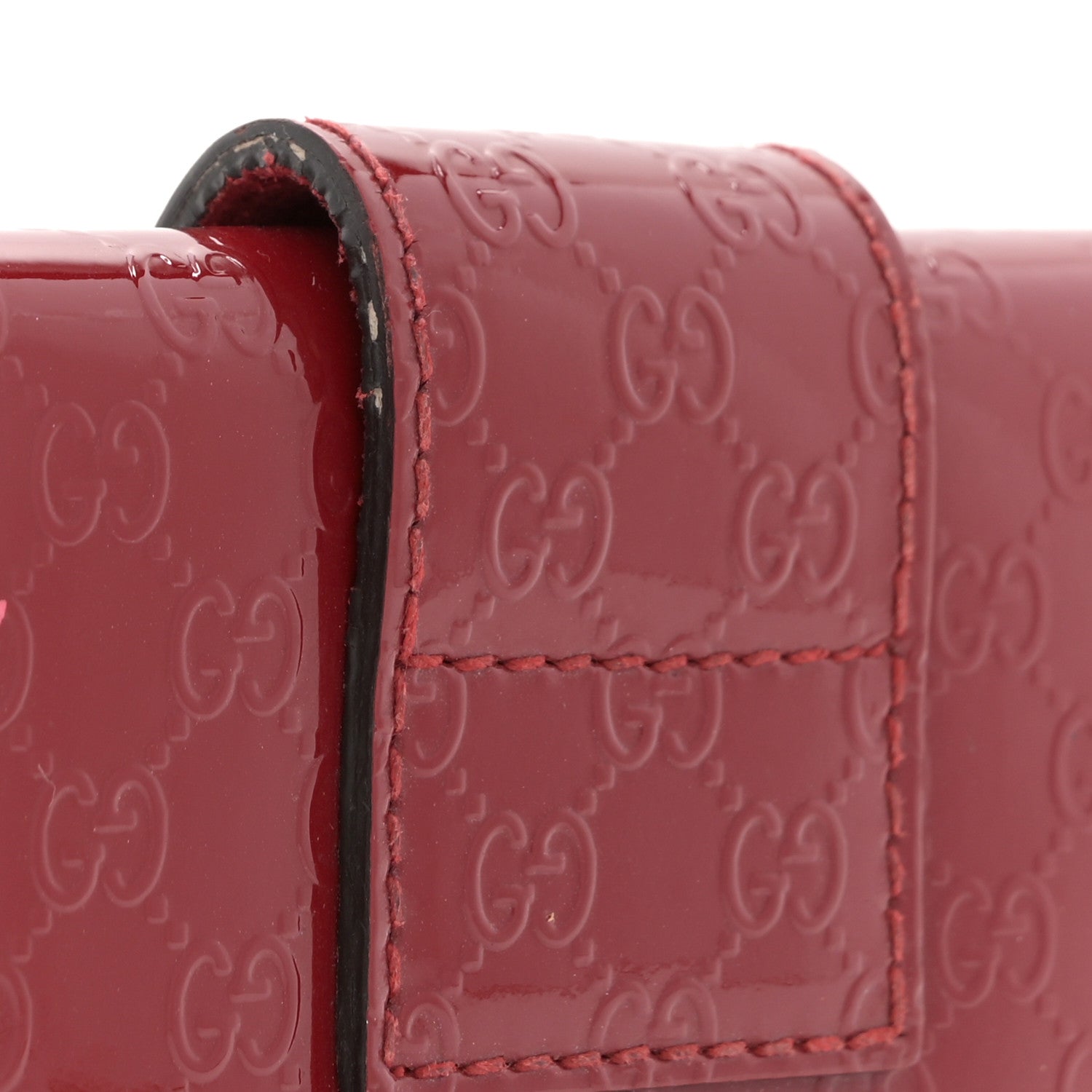 Gucci Patent Microguccissima Heart 6 Key Holder Case Red