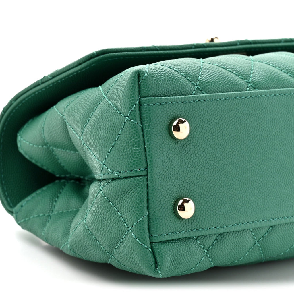 Chanel Caviar Quilted Mini Coco Handle Flap Green