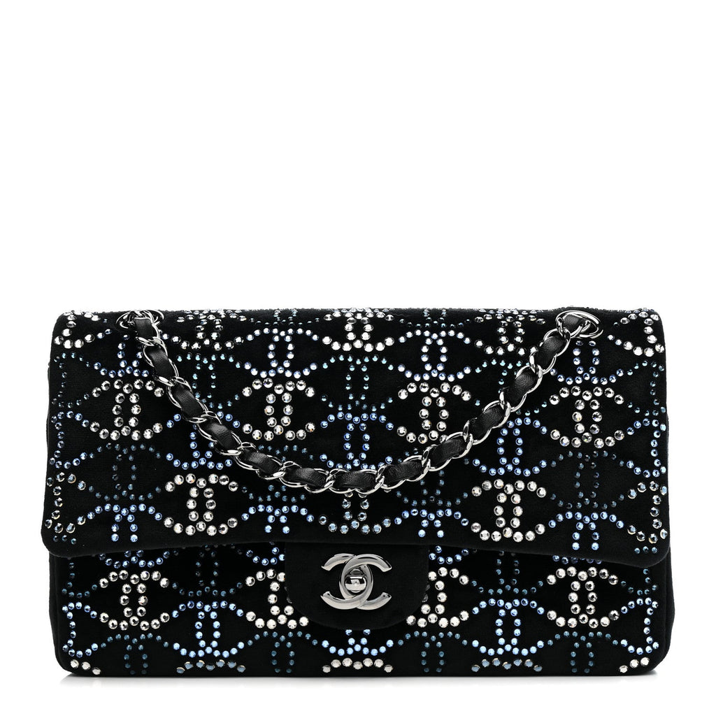 Chanel Velvet Crystal Medium Double Flap Black