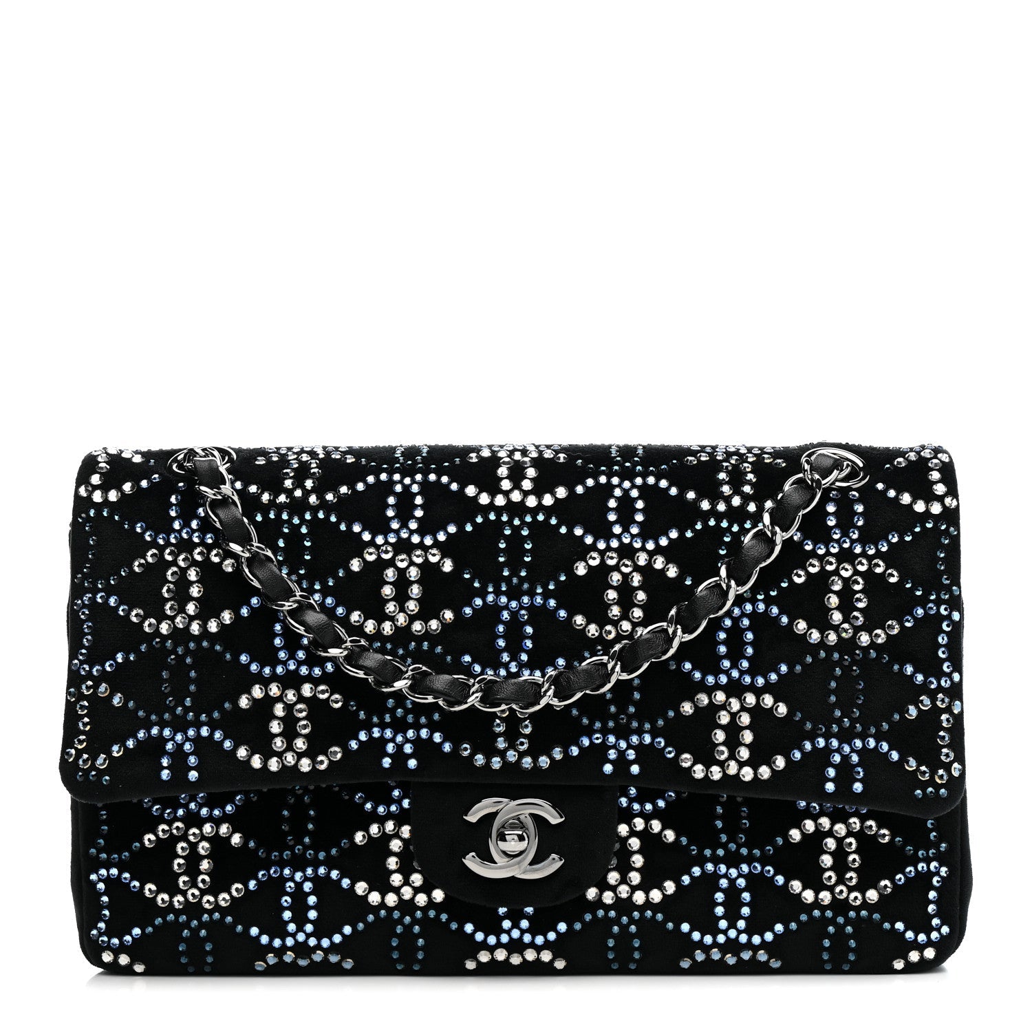 Chanel Velvet Crystal Medium Double Flap Black