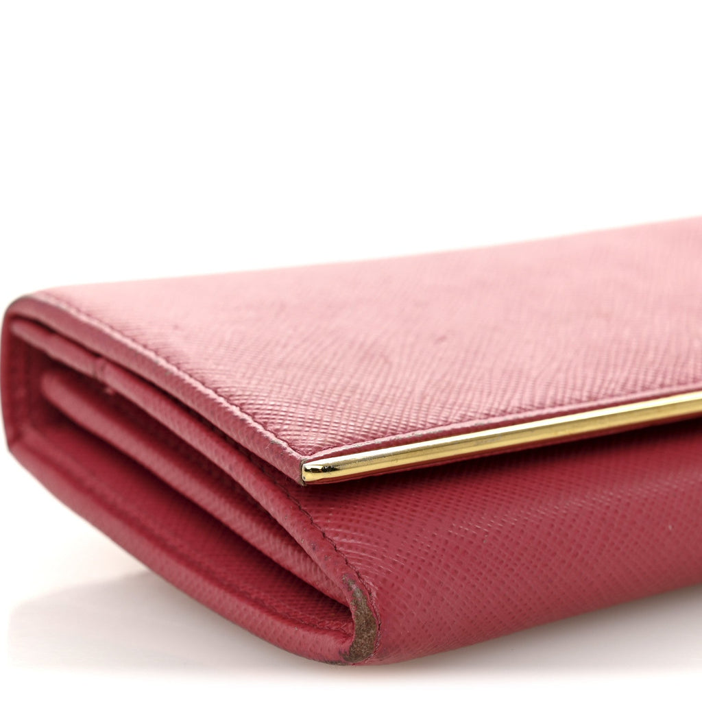 Prada Saffiano Metal Continental Flap Wallet Peonia
