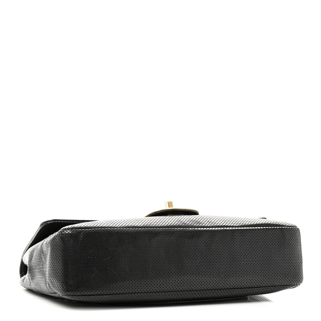 Chanel Lambskin Perforated Medium Single Flap Bag Black White