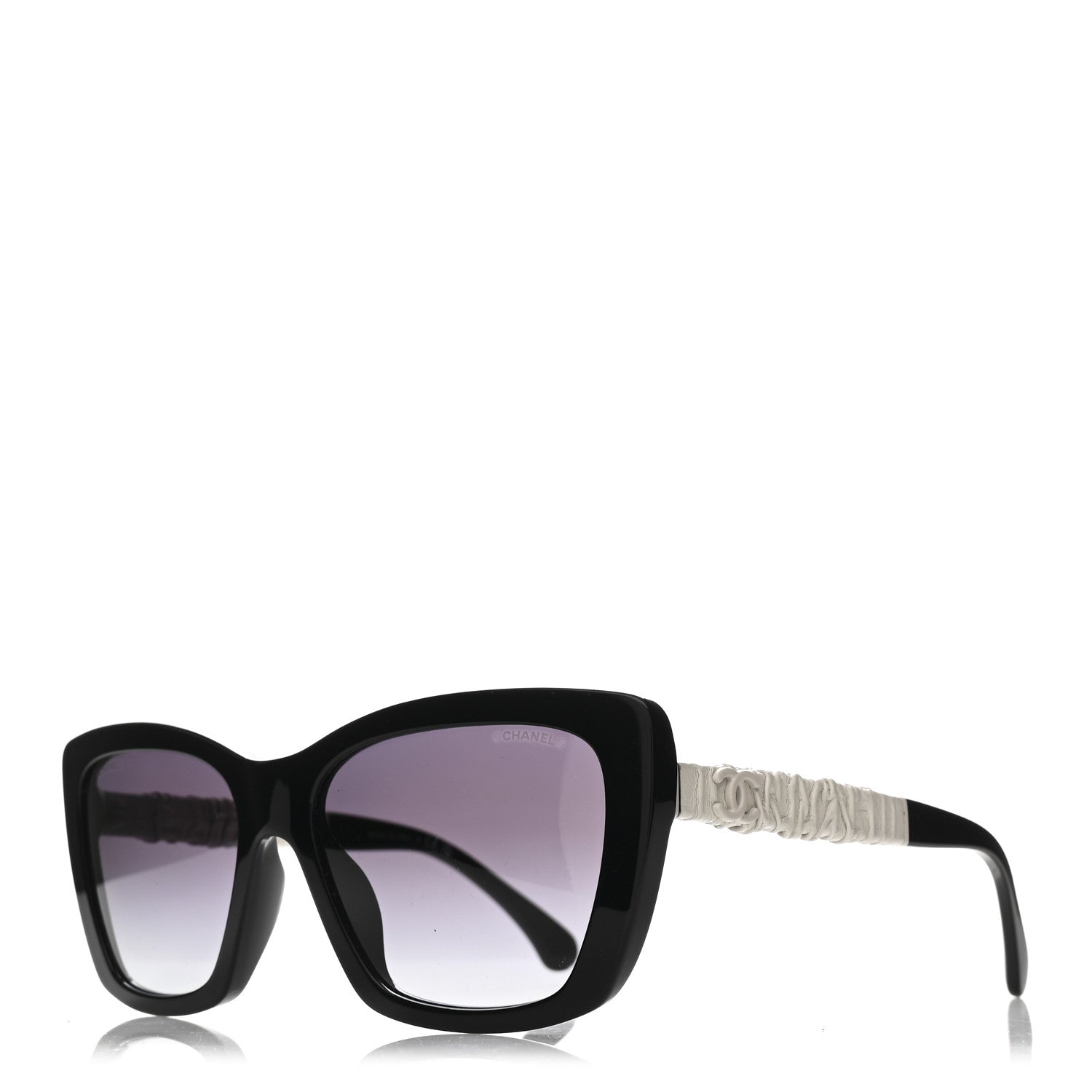 Acetate Calfskin Square Sunglasses 5476-Q-A Black White