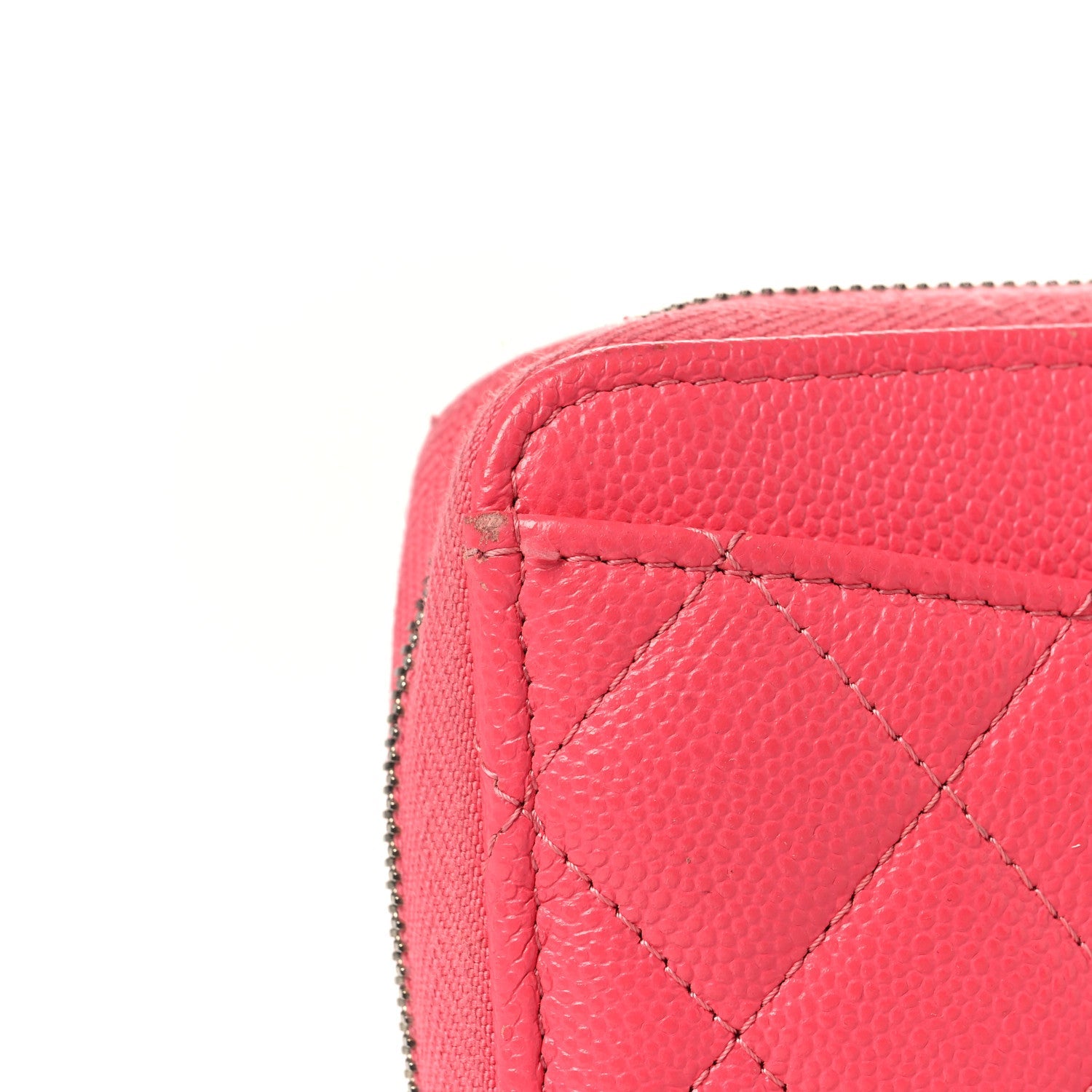 Caviar Quilted Large Gusset Zip Around Wallet Rose