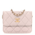 Chanel Caviar Quilted Miss Coco Clutch With Chain Light Purple