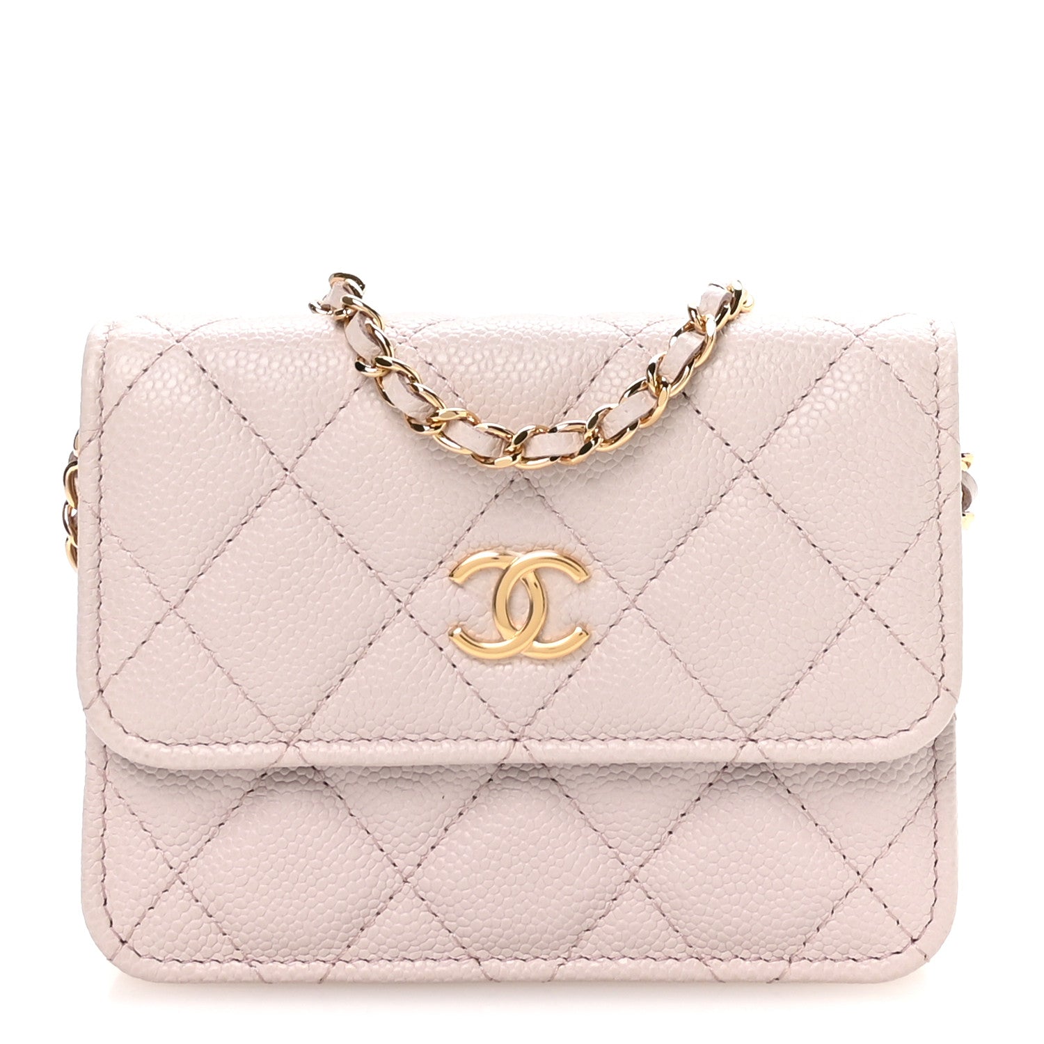 Chanel Caviar Quilted Miss Coco Clutch With Chain Light Purple