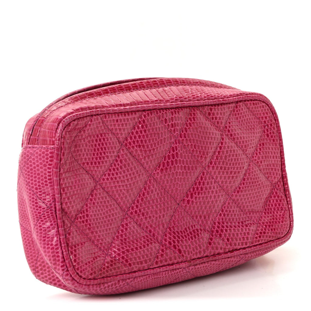Lizard Quilted Tassel Clutch Pink