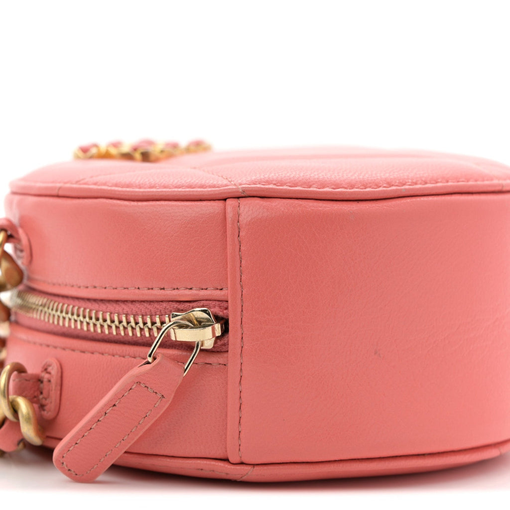 Chanel Lambskin Quilted Chanel 19 Round Clutch With Chain Pink