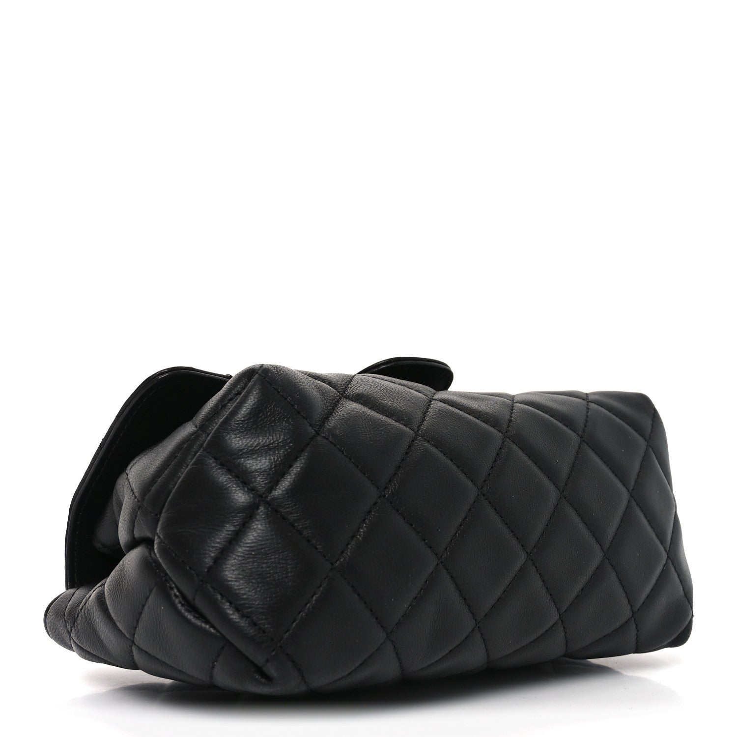 Lambskin Quilted Flap Cosmetic Case Black