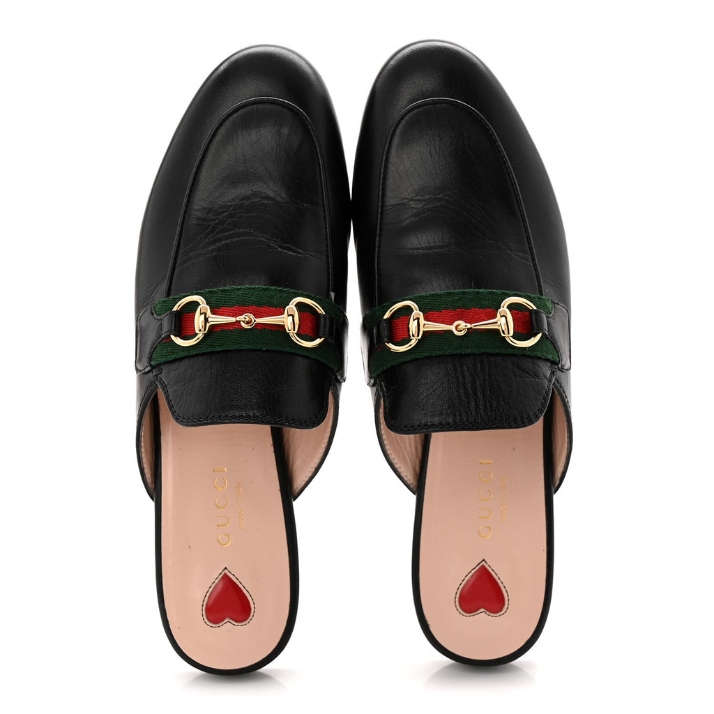 Gucci Malaga Kid Web Womens Princetown Slippers 36 Black