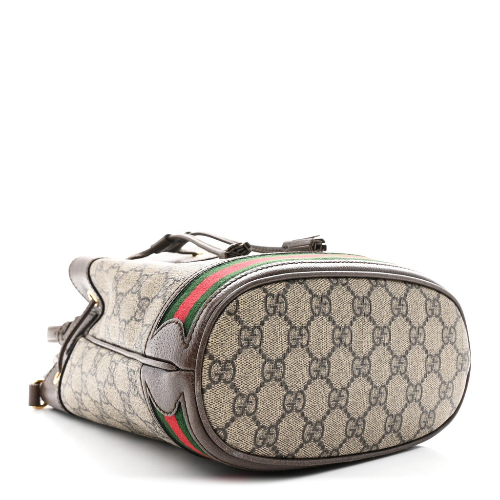 Gucci GG Supreme Monogram Web Small Ophidia Bucket Bag Brown