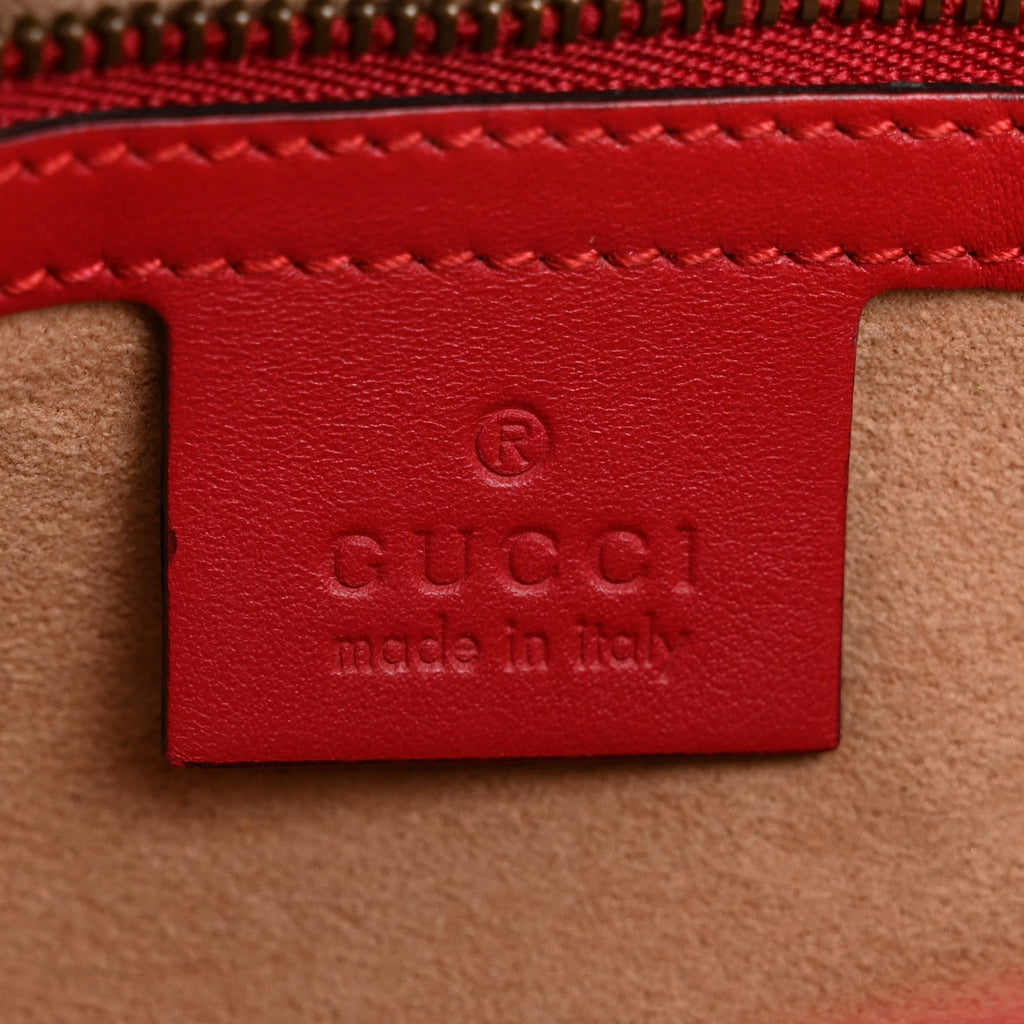 Gucci Calfskin Matelasse Small GG Marmont Shoulder Bag Hibiscus Red