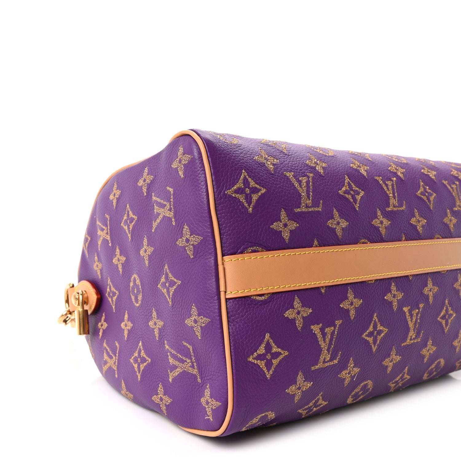 Louis Vuitton Calfskin Embroidered Monogram Speedy P9 Bandouliere 30 Golden Lotus Purple