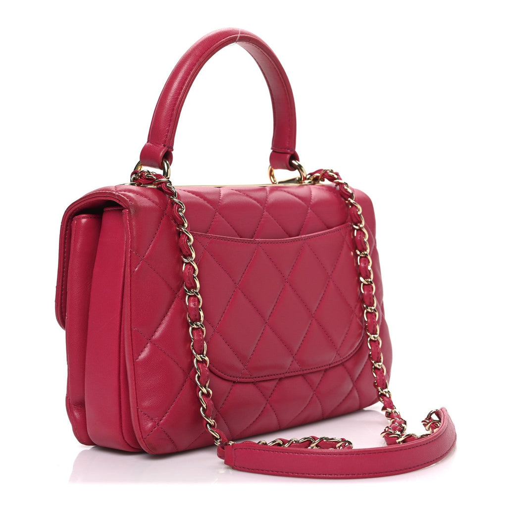 Chanel Lambskin Quilted Small Trendy CC Flap Dual Handle Bag Dark Pink