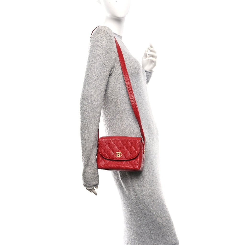 Chanel Caviar Quilted Shoulder Bag Red