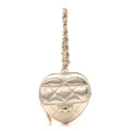 Metallic Lambskin Quilted CC In Love Mini Heart Bag Charm Gold