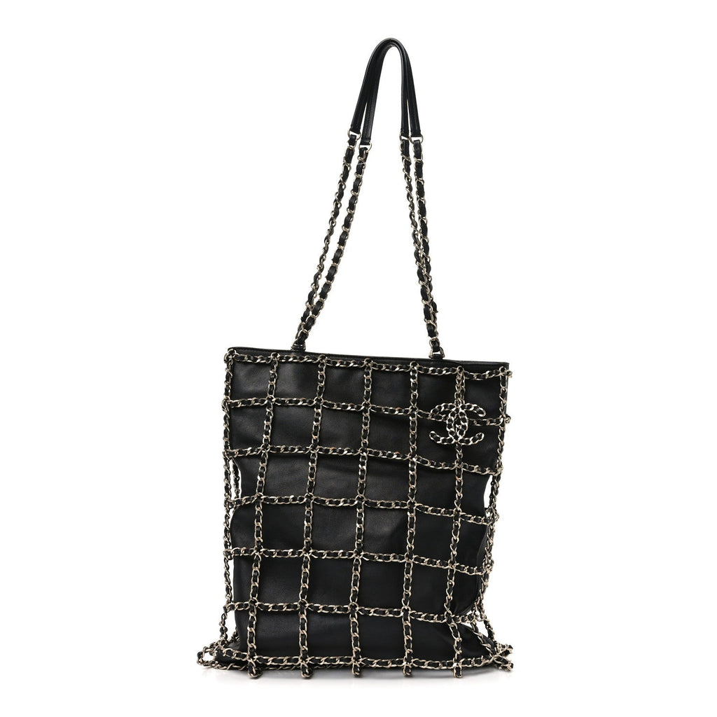 Chanel Lambskin Large Shopping Chain Tote Black