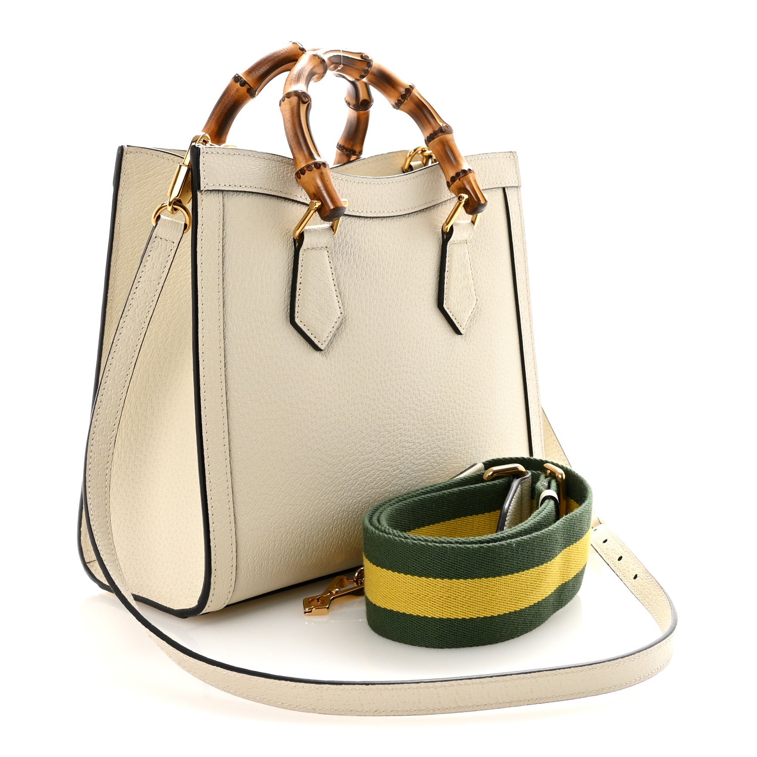 Gucci Wonka Grain Calfskin Small Diana Tote Bag Mystic White