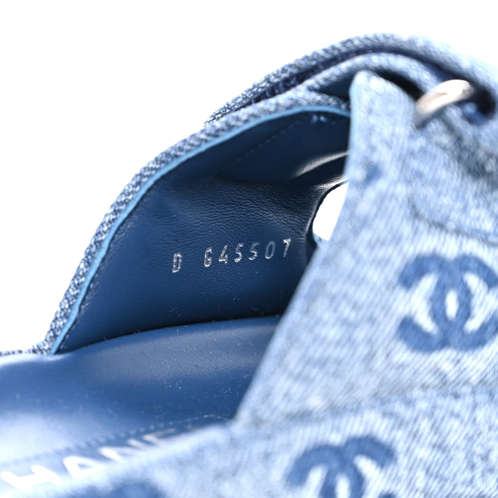 Denim CC Velcro Dad Chain CC Slide Sandals 35 Blue