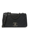 Chanel Calfskin Diamond Embossed Medium New Chic Flap Dark Grey
