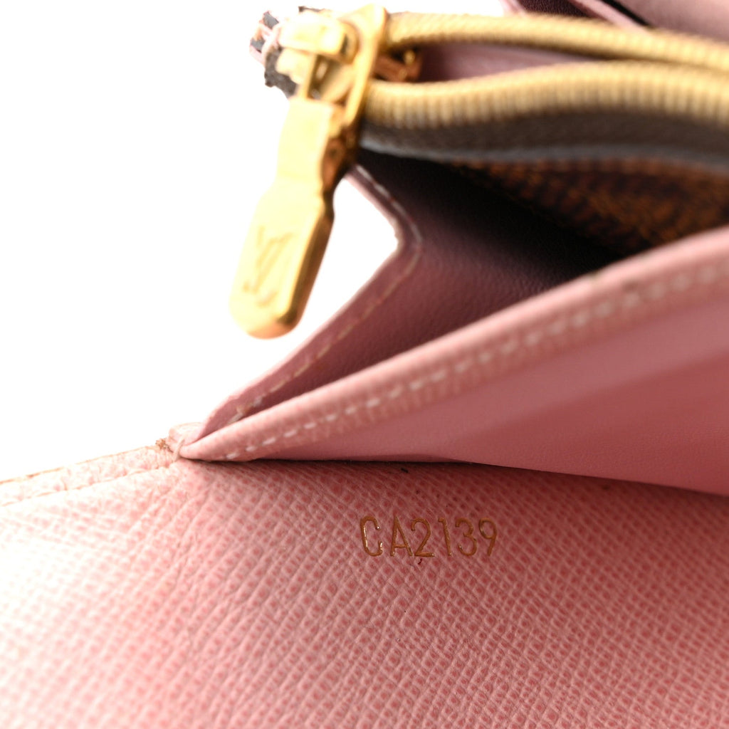 Louis Vuitton Damier Ebene Studded Sarah Wallet NM Rose Ballerine