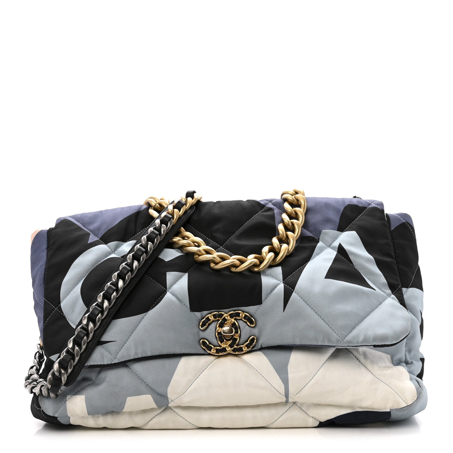 Chanel Silk Maxi Scarf Chanel 19 Flap Black Blue White