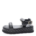 Lambskin Quilted Platform Sandals 38.5 Black