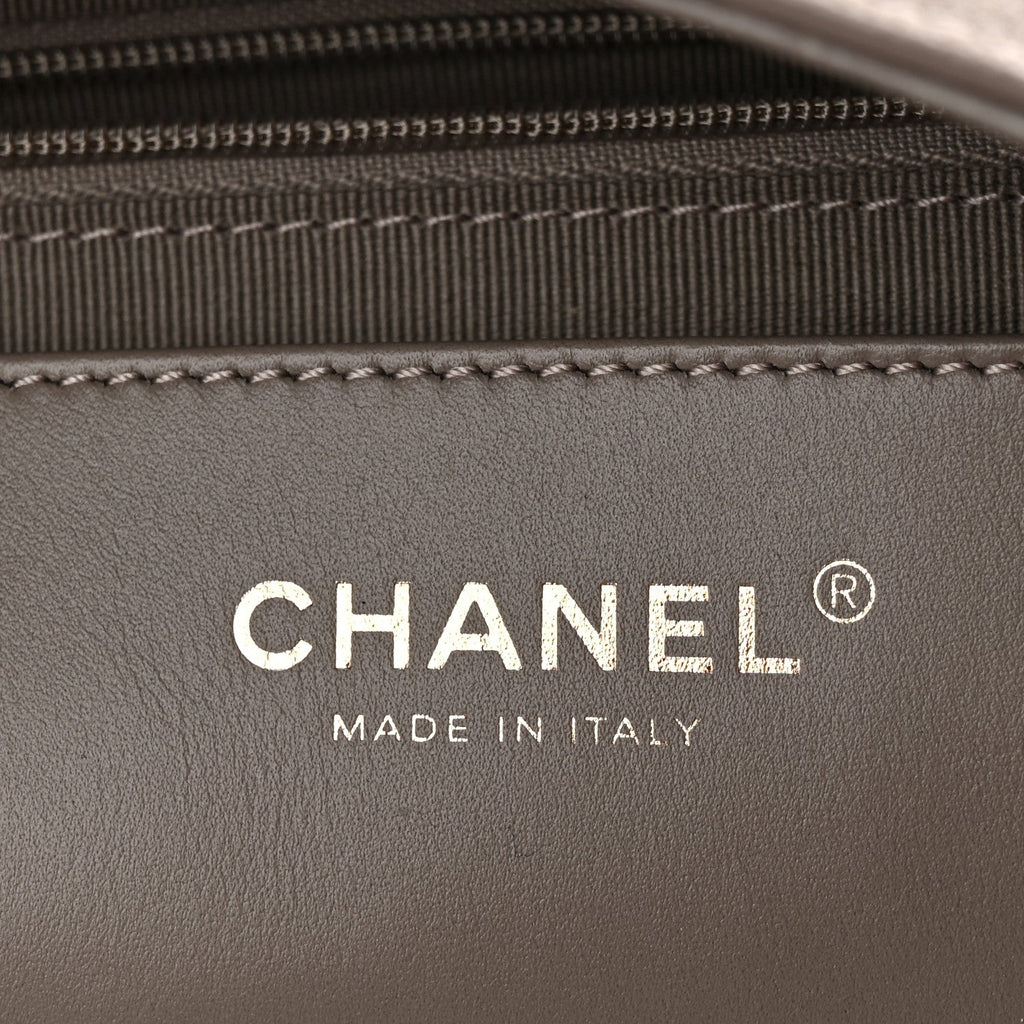 Chanel Suede Quilted Large Hobo Dark Grey