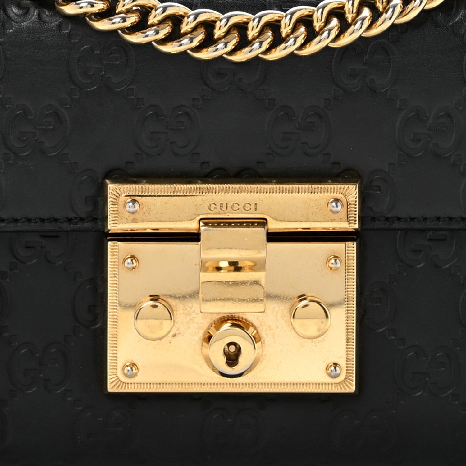 Gucci Guccissima Small Padlock Shoulder Bag Black