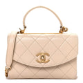 Chanel Lambskin Quilted Small Trendy Spirit Top Handle Bag Beige